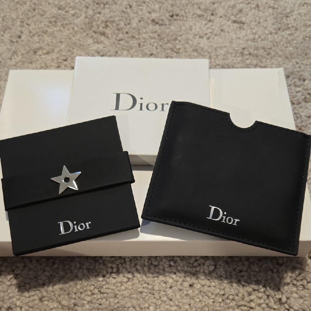 New In Box DIOR MIRROR Black With Silver Star & Pouch